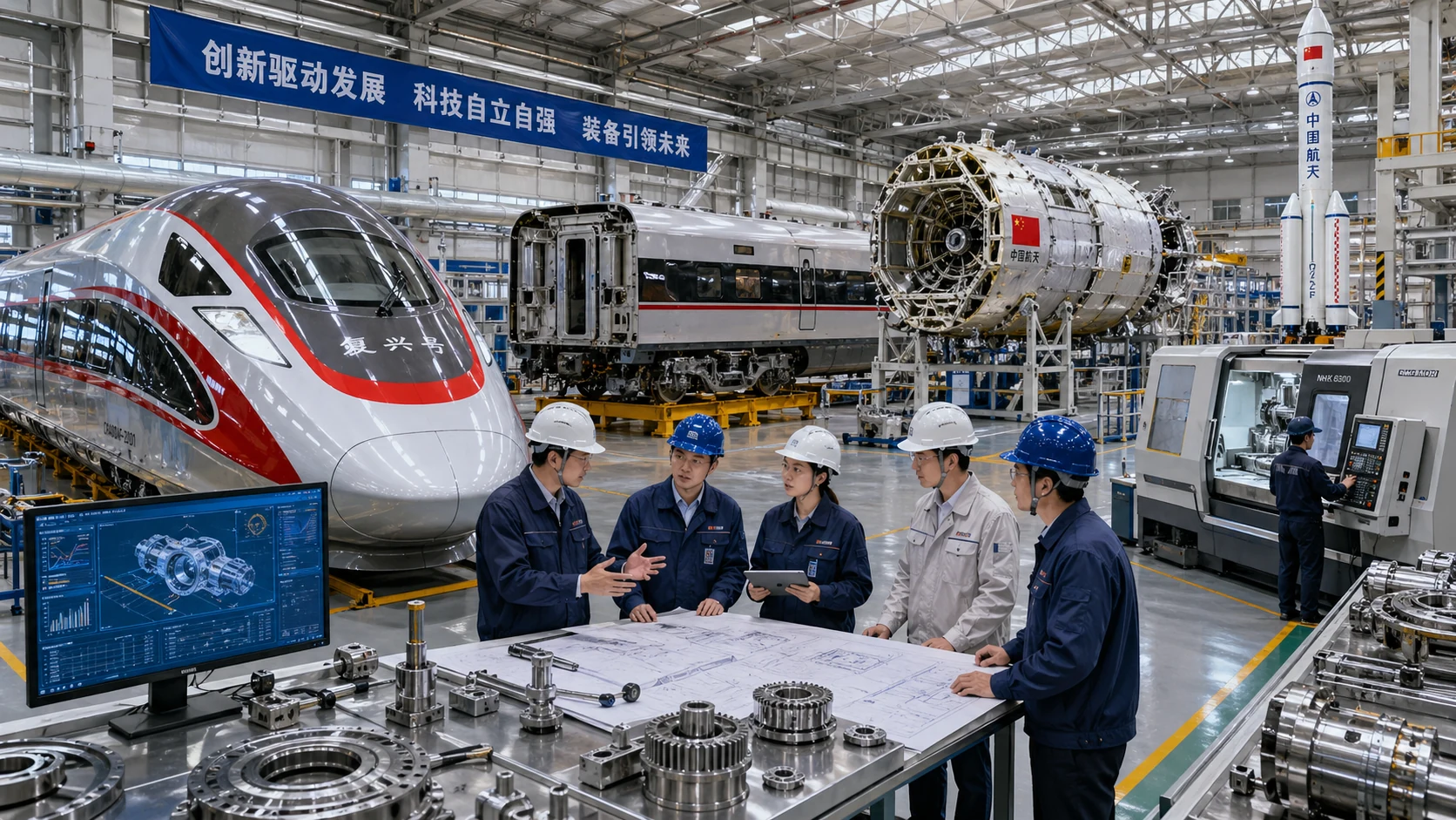 中国当代高端装备与高铁示意图